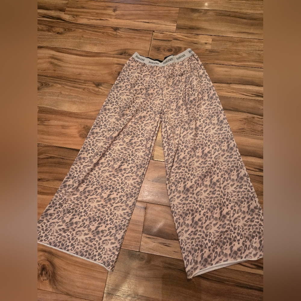Wide Leg Leopard Print Pants - Neutral Taupe